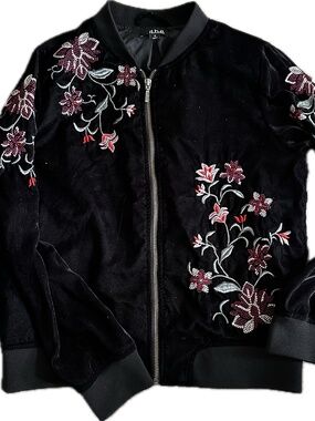 Thin velvet embroidered bomber jacket (M)
